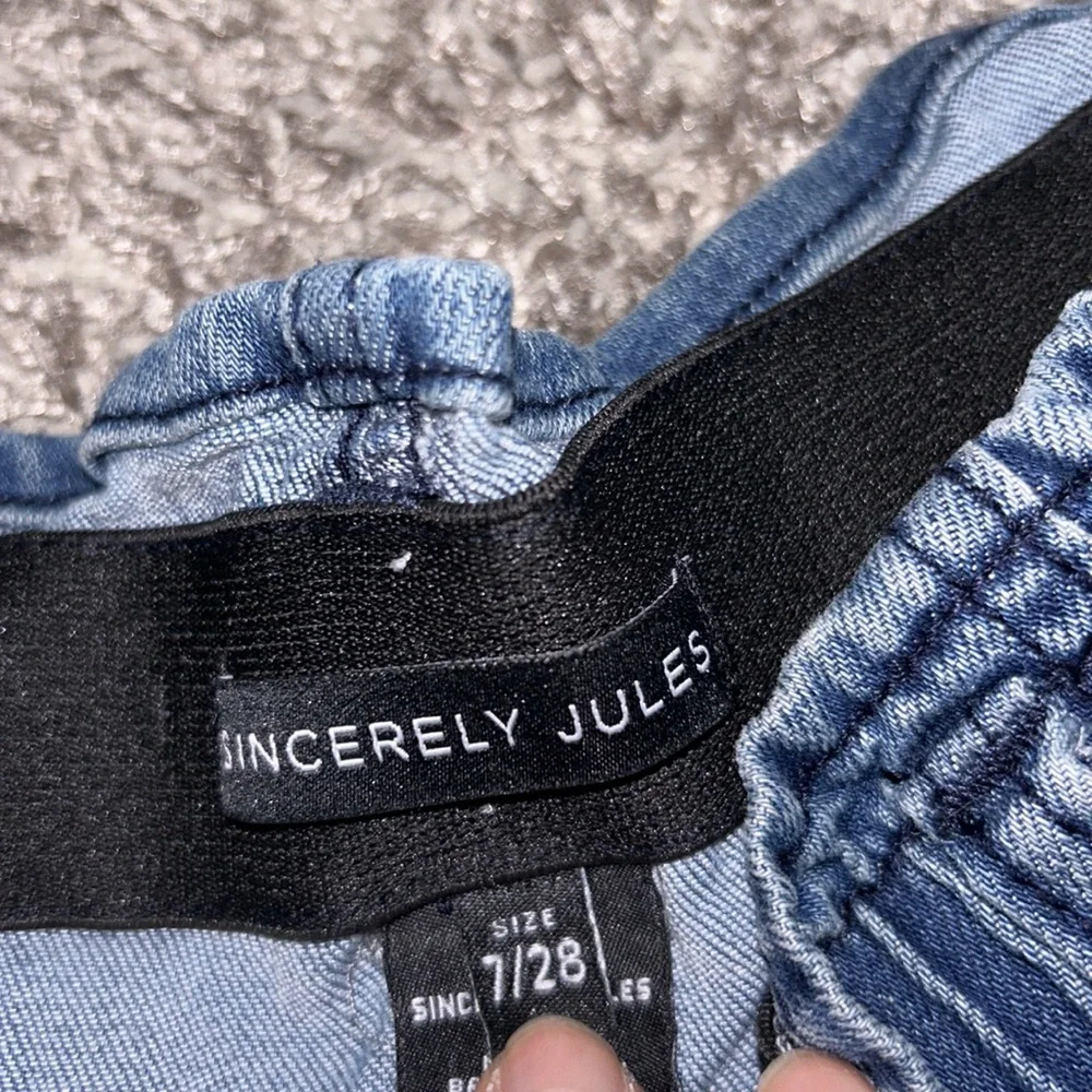 Sincerely Jules Denim‎ Paperbag Waist Shorts Blue Size 7 28 Cuffed